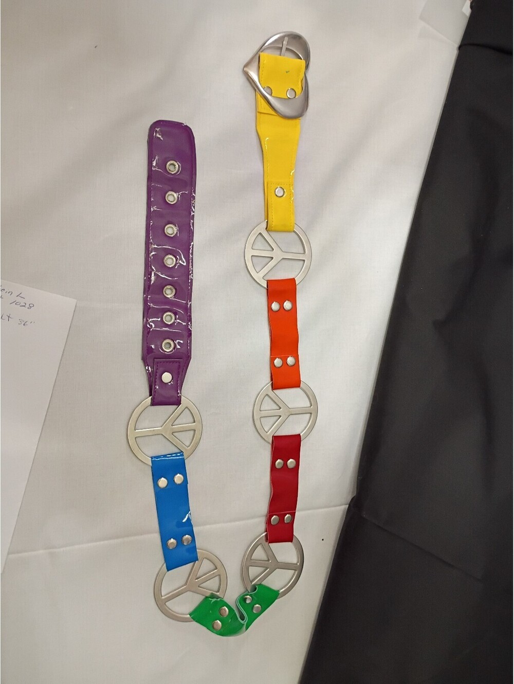 Vintage Vinyl Peace Belt Metal Symbols